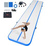VEVOR Colchoneta Inflable de Gimnasia de 10 cm de Grosor, Pista de Acrobacia con Bomba eléctrica, Colchoneta de Entrenamiento para Uso doméstico/Gimnasio/Yoga/animadoras/Playa/Parque/Agua, 5 m, Azul