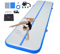 VEVOR Colchoneta Inflable de Gimnasia de 10 cm de Grosor, Pista de Acrobacia con Bomba eléctrica, Colchoneta de Entrenamiento para Uso doméstico/Gimnasio/Yoga/animadoras/Playa/Parque/Agua, 4 m, Azul