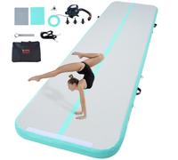 VEVOR Colchoneta Inflable de Gimnasia de 10 cm de Grosor, Pista de Acrobacia con Bomba eléctrica, Colchoneta de Entrenamiento para Uso doméstico/Gimnasio/Yoga/animadoras/Playa/Parque, 4 m, Verde