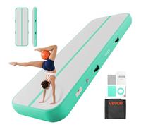 VEVOR Colchoneta Inflable de Gimnasia de Aire, 300x100x20 cm, Verde Menta | Para Yoga, Material de PVC Resistente y Robusto, Con Bomba de Aire Eléctrica, Para Hogar, Gimnasio, Exteriores, Playa, Parque