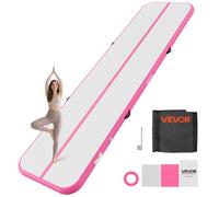 VEVOR Colchoneta Inflable de Gimnasia de Aire 400 x 100 x 10 cm, con Bomba de Aire Eléctrica, Material de PVC Resistente y Robusto, para Yoga, Hogar, Gimnasio, Exteriores, Playa, Parque, Rosa