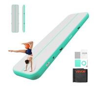 VEVOR Colchoneta Inflable de Gimnasia de Aire 400 x 100 x 20 cm, con Bomba de Aire Eléctrica, Material de PVC Resistente y Robusto, para Yoga, Hogar, Gimnasio, Exteriores, Playa, Parque, Verde Menta