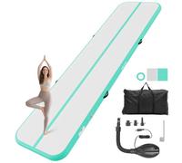 VEVOR Colchoneta Inflable de Gimnasia de Aire, 400x100x10 cm, Verde Menta | Para Yoga, Material de PVC Resistente y Robusto, Con Bomba de Aire Eléctrica, Para Hogar, Gimnasio, Exteriores, Playa, Parque