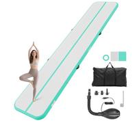 VEVOR Colchoneta Inflable de Gimnasia de Aire, 500x100x10 cm, Verde Menta | Para Yoga, Material de PVC Resistente y Robusto, Con Bomba de Aire Eléctrica, Para Hogar, Gimnasio, Exteriores, Playa, Parque