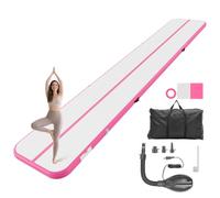 VEVOR Colchoneta Inflable de Gimnasia de Aire, 600 x 100 x 10 cm, Rosa | Para Yoga, Material de PVC Resistente y Robusto, Con Bomba de Aire Eléctrica, Para Hogar, Gimnasio, Exteriores, Playa, Parque