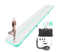 VEVOR Colchoneta Inflable de Gimnasia de Aire, 600x100x10 cm, Verde Menta | Para Yoga, Material de PVC Resistente y Robusto, Con Bomba de Aire Eléctrica, Para Hogar, Gimnasio, Exteriores, Playa, Parque
