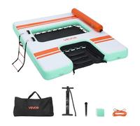 VEVOR Colchoneta para Piscina 2,44 x 1,83 m, Flotador Inflable Gigante en Forma de Rectángulo, con Malla Escalera Desmontable Rampa de Tobogán, Hamaca Inflable Isla de Agua para Piscina Playa Lago