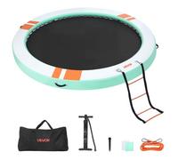 VEVOR Colchoneta para Piscina, Diámetro de 3,66 m, Flotador Inflable Gigante en Forma Redonda, con Malla Escalera Desmontable Bolsa de Transporte, Hamaca Inflable Isla de Agua para Piscina Playa Lago