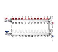 Colector de calor radiante de 12 derivaciones VEVOR, colector de tubería PEX de 1/2", colector PEX de acero inoxidable para calefacción por suelo radiante hidrónico, kit de colector PEX de calor radia