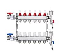 VEVOR Colector de Calor Radiante de 6 Derivaciones, Colector de Tubería PEX de Acero Inoxidable SUS304 para Calefacción por Suelo Radiante Hidrónico, con Adaptadores, 490 x 370 x 110 mm, 0-5 L/min