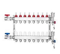 VEVOR Colector de Calor Radiante de 8 Derivaciones, Colector de Tubería PEX de Acero Inoxidable SUS304 para Calefacción por Suelo Radiante Hidrónico, con Adaptadores, 590 x 370 x 110 mm, 0-5 L/min