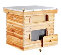 VEVOR Colmena de Abejas 20 Marcos Madera de Cedro Recubierta de Cera de Abejas 1 Caja Profunda 1 Mediana Bases de Ventanas Acrílicas Transparentes para Apicultores Principiantes Profesionales