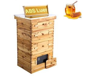 VEVOR Colmenas con 40 Marcos Madera de Cedro Recubierta de Cera de Abejas 2 Cajas de Abejas Profundas y 2 Medianas con Ventanas Acrílicas Transparentes para Apicultores Principiantes y Profesionales