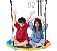VEVOR Columpio de Árbol de platillo de 1016 mm para Niños con Asiento de Tela Oxford 900D con 2 Correas para Colgar en el Árbol y Cuerdas Ajustables de Múltiples Hilos, Carga de 340 kg, Multicolor