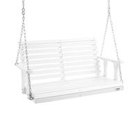 VEVOR Columpio de Madera para Porche 124x71x60cm, Columpio de Banco para Patio y Jardín, Capacidad de Carga Fuerte Mejorada de 880 Libras, Banco de Silla con Cadenas Colgantes para Exterior, Blanco