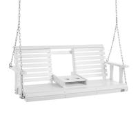 VEVOR Columpio de Madera para Porche 152x71x60cm, Columpio de Banco para Patio y Jardín, Capacidad de Carga Fuerte Mejorada de 880 Libras, Banco de Silla con Cadenas Colgantes para Exteriores, Blanco