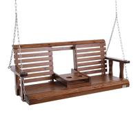 VEVOR Columpio de Madera para Porche 152x71x60cm, Columpio de Banco para Patio y Jardín, Capacidad de Carga Fuerte Mejorada de 880 Libras, Banco de Silla con Cadenas Colgantes para Exteriores, Marrón