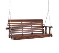 VEVOR Columpio de Madera para Porche 170x71x60cm, Columpio de Banco para Patio y Jardín, Capacidad de Carga Fuerte Mejorada de 880 Libras, Banco de Silla con Cadenas Colgantes para Exteriores, Marrón