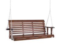 VEVOR Columpio de Madera para Porche 170x71x60cm, Columpio de Banco para Patio y Jardín, Capacidad de Carga Fuerte Mejorada de 880 Libras, Banco de Silla con Cadenas Colgantes para Exteriores, Marrón