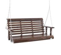 VEVOR Columpio de Madera para Porche de 4,5'', Columpio de Banco para Patio y Jardín, Capacidad de Carga Fuerte Mejorada de 880 Libras, Banco de Silla con Cadenas Colgantes, Marrón Carbonizado