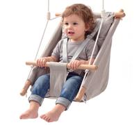 VEVOR Columpio para Bebés Capacidad de Carga 30 kg Columpio Infantil Gris | para Niños de 6 a 36 Meses, con Cinturón de Seguridad, Marco de Madera, Asiento Acolchado, Hamaca para Interior y Exterior