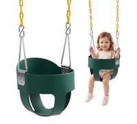 VEVOR Columpio para Niños con Respaldo Alto Cubo Completo Infantil Verde | para Patio Parque Interior Exterior, Capacidad de Carga 136 kg, Marco de Metal de Alta Resistencia, Asiento Ergonómico de EVA