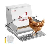 VEVOR Comedero automático, capacidad de 18 kg, resistente a la lluvia, con pedal y tapa con cerradura, Sin desperdicio, acero galvanizado, para pollos, gallinas enanas, aves de corral y faisanes