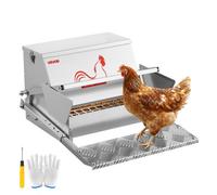 VEVOR Comedero Automático para Pollos Capacidad de 11,34 kg, Resistente a la Lluvia, con Pedal y Tapa, sin Desperdicios, de Acero Galvanizado, para Exteriores, para Pollos, Gallinas, Aves de Corral