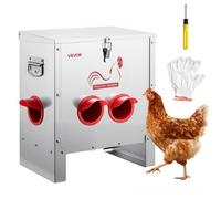 VEVOR Comedero Automático para Pollos, Capacidad de 11 kg, 6 Puertos de Alimentación, sin Desperdicio, Alimentación por Gravedad, Tapa con Cierre de Asa, Construcción Metálica, 425 x 275 x 430 mm