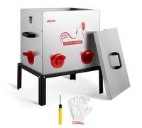 VEVOR Comedero Automático para Pollos, Capacidad de 22,7 kg, 6 Puertos de Alimentación, sin Desperdicio con Separador Incorporado, con Pestillo y Asa, Construcción Metálica, 485 x 385 x 580 mm