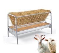 VEVOR Comedero de Heno 2 en 1 para Ganado, Capacidad de 300 L, Comedero de Heno y Granos, 147 x 70 x 86,5 cm, con 2 Canales Profundos, Marco de Acero al Carbono, para Cabras Ovejas Caballos Vacas