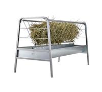 VEVOR Comedero de heno 2 en 1 para ganado, capacidad de 80 galones, alimentador de heno para cabras de 59 pulgadas de largo con bandeja de alimentación más profunda, acero resistente para cobertizos