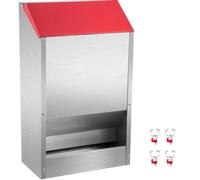 VEVOR Comedero Galvanizado para Aves de Corral 22,6 kg Comedero para Pollos sin Desperdicios 35x21x63 cm con Tapa Gallinero para Exteriores Resistente a la Intemperie Dispensador de Alimentos