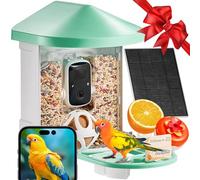 VEVOR Comedero Inteligente para Pájaros con Cámara 2K HD AI Identifica de Aves Panel Solar Externo Cámara de Observación de Aves con Captura Automática y Notificación Instantánea de Exterior, Verde