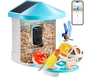 VEVOR Comedero inteligente para pájaros con cámara, 2K HD AI identifica más de 10 000 especies de aves, cámara de observación de aves con energía solar con captura automática y notificación instantáne