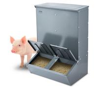 VEVOR Comedero para Cerdos de Capacidad de 90,92 L, Comedero para Cerdos de Doble Puerta, Comedero para Lechones de Acero Resistente, Comedero de Canaleta Multiusos para Alimentar hasta 8 Cerdos