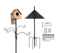 VEVOR Comedero para Pájaros Silvestres 4 Ganchos, Kit de Estación de Alimentación 2370 mm, con Deflector Protector contra Ardillas, para Múltiples Comederos, Fácil Instalar, 565 x 565 x 2370 mm