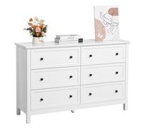 VEVOR Cómoda de 6 Cajones de Madera 39,6 x 120,1 x 78,7 cm con Sistema de Deslizamiento y Antivuelco Estilo Retro Minimalista Ideal para Guardar TV para Sala de Estar, Pasillo y Entrada, Blanco