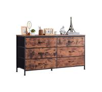 VEVOR Cómoda de Tela, Cómoda Alta 1300 x 390 x 690 mm con 6 Cajones, Cajones de Almacenamiento para Armario con Estructura de Acero Resistente, Torre de Almacenamiento de Tela, Marrón Rústico