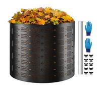 VEVOR Compostador de Jardín 1000 L Contenedor de Abono Exterior HDPE Expandible Diámetro de 106,68 cm Fácil de Instalar Gran Capacidad para Agarrar Hojas Compostaje Creación Rápida de Suelo Fértil