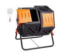 VEVOR Compostador Giratorio de Jardín 140 L Contenedor de Abono Giratorio de 360° Doble Cámara de PP Sin BPA Carga 40 kg para Compostaje de Residuos Orgánicos Cocina Jardinero Terraza Patio Exterior