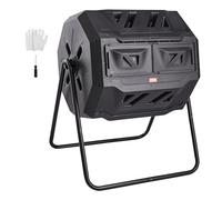 VEVOR Compostador Giratorio de Jardín 162,7 L Contenedor de Abono Giratorio de 360° Doble Cámara de PP Sin BPA Carga 50 kg para Compostaje de Residuos Orgánicos Cocina Jardinero Terraza Patio Exterior