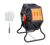 VEVOR Compostador Giratorio de Jardín 70 L Contenedor de Abono Giratorio de 360° Doble Cámara de PP Sin BPA Carga 20 kg para Compostaje de Residuos Orgánicos Cocina Jardinero Terraza Patio Exterior