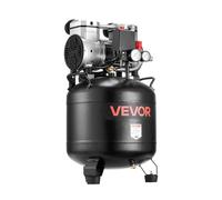 VEVOR Compresor de Aire 30 L, Motor de 1,5 kW sin Aceite, Caudal de 113 L/min, Presión Máx. 10 Bar, Compresor Silencioso 75 dB, Vertical, para Inflación de Neumáticos Pistola de Pintura Carpintería