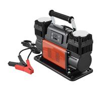 VEVOR Compresor de Aire de Doble Cilindro para Trabajo Pesado, Inflador de Neumáticos Portátil con Parada Automática 300 L/min, con Pantalla Digital LCD y Adaptadores para Camiones, Coches, SUV