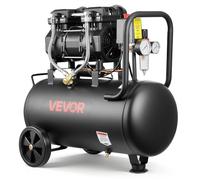 VEVOR Compresor de Aire Portátil con Depósito 30 L sin Aceite, Motor de 1,5 kW, 126 L/min a 6,2 bar, Presión Máxima 8 bar, con Ruedas para Reparación, Taller, Garaje, Inflado y Herramientas Neumáticas
