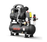 VEVOR Compresor de Aire Portátil con Depósito 6 L sin Aceite, Motor de 0,75 kW, 71 L/min a 6,2 bar, Presión Máxima 8 bar, con Ruedas para Garaje, Inflado, Reparación, Taller y Herramientas Neumáticas