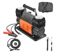 VEVOR Compresor de Aire Portátil de Alta Resistencia de 10,6 CFM, Inflado Rápido en 30 s, Doble Cilindro, 12 V y 150 PSI con Adaptadores para Camiones, Automóviles, SUV, 365 x 150 x 227 mm, Negro