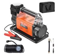 VEVOR Compresor de Aire Resistente 12 V Inflador de Neumáticos 200 L/min Kit de Inflador de Neumáticos 10,3 Bar Bomba de Aire Todoterreno con Adaptadores, Manómetro, para Camiones, Coches, SUV, RV