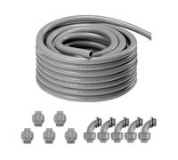 VEVOR Conducto eléctrico flexible de 1/2 pulgada, 100 pies, conducto hermético de PVC no metálico con 5 accesorios de conector de conducto rectos y 5 de 90 grados, para bomba controladora de motor de